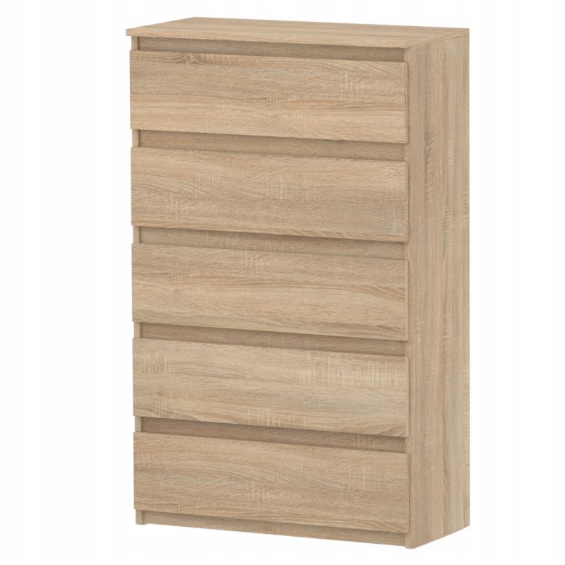 Komoda Z 5 Szufladami Stiv-Meble Dąb Sonoma Szafka 70X33,5X115 Cm 1Szt.