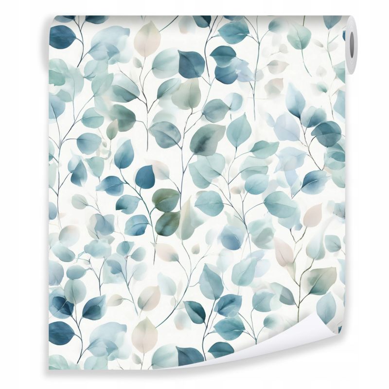 Tapeta WALLARENA Do Sypialni Salonu Na Flizelinie Liście Akwarela Abstrakcja Niebieski 50x1000 cm T15805VE 1 szt.