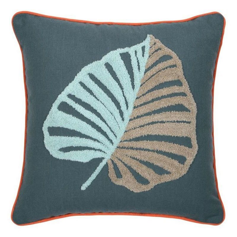 Poduszka Kentia STOF dekoracyjna 40x40 Cm Niebieska Liść 1szt.
