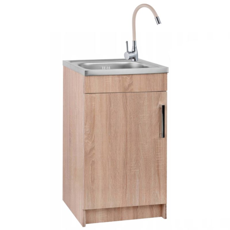 Szafka Kuchenna Sonoma 50 Slim Zlew Bateria Beż Elastycz Syfon do Zmywarki