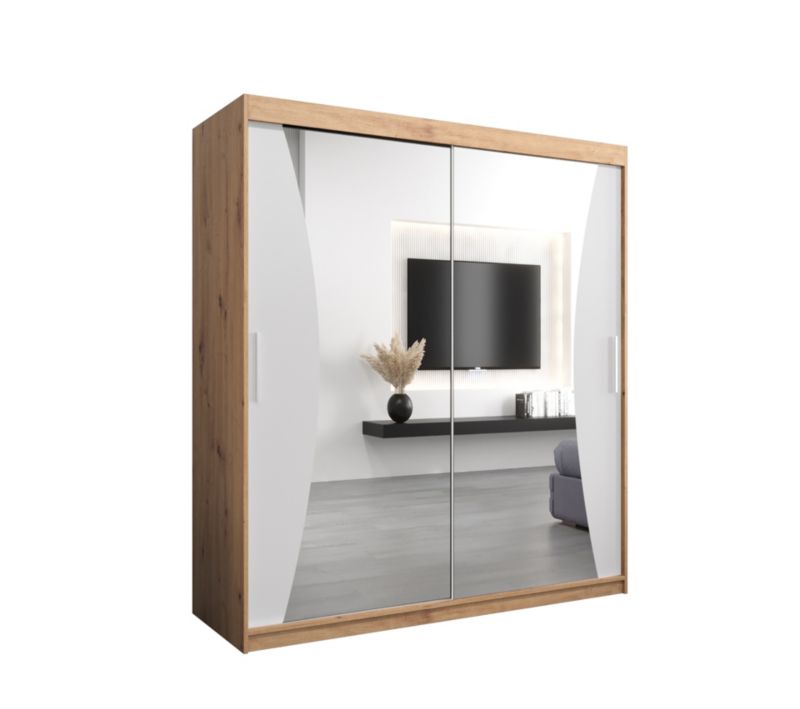 Szafa przesuwna Garderoba Abiks MONACO 180 dąb artisan + biały mat 1 szt.