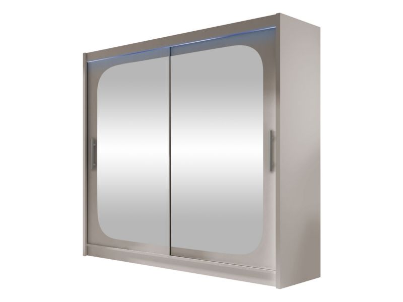 Szafa MIRJAN 24 z drzwiami przesuwnymi London VIII z oświetleniem RGB kaszmir/lustro 1 szt.