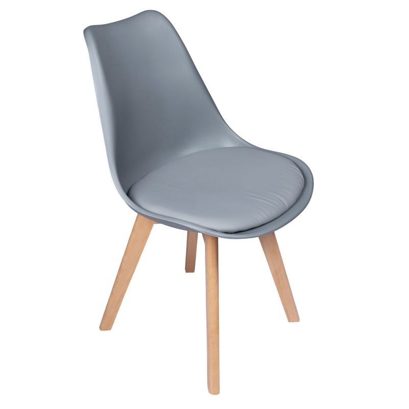 Nowoczesne krzesło Bauerkraft z poduszką w stylu skandynawskim do salonu jadalni kuchni szare 1szt