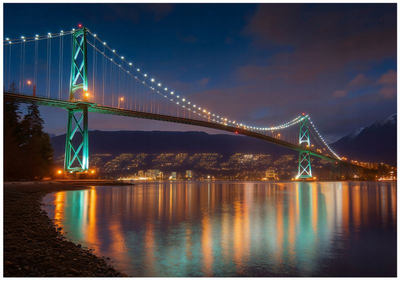 Fototapeta WALLARENA Do Sypialni Salonu Na Flizelinie Most Miasto Nocą 400x280 cm Tapeta Ścienna 1 szt.