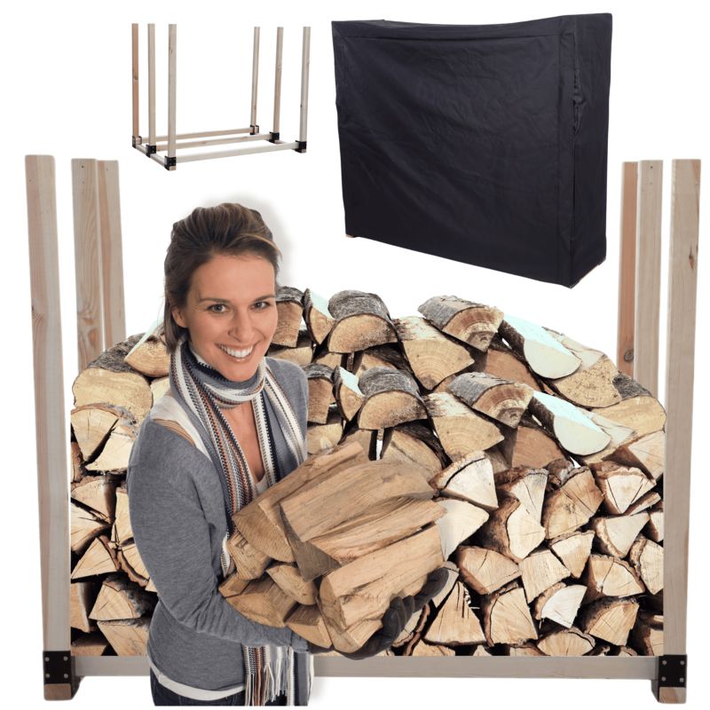 Stojak na drewno kominkowe MODO24 wiata z pokrowcem drewutnia 0,9 m3 1 szt.