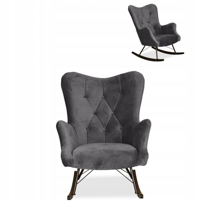 Fotel uszak do salonu bujany Family Meble Luna szary grafitowy 1szt