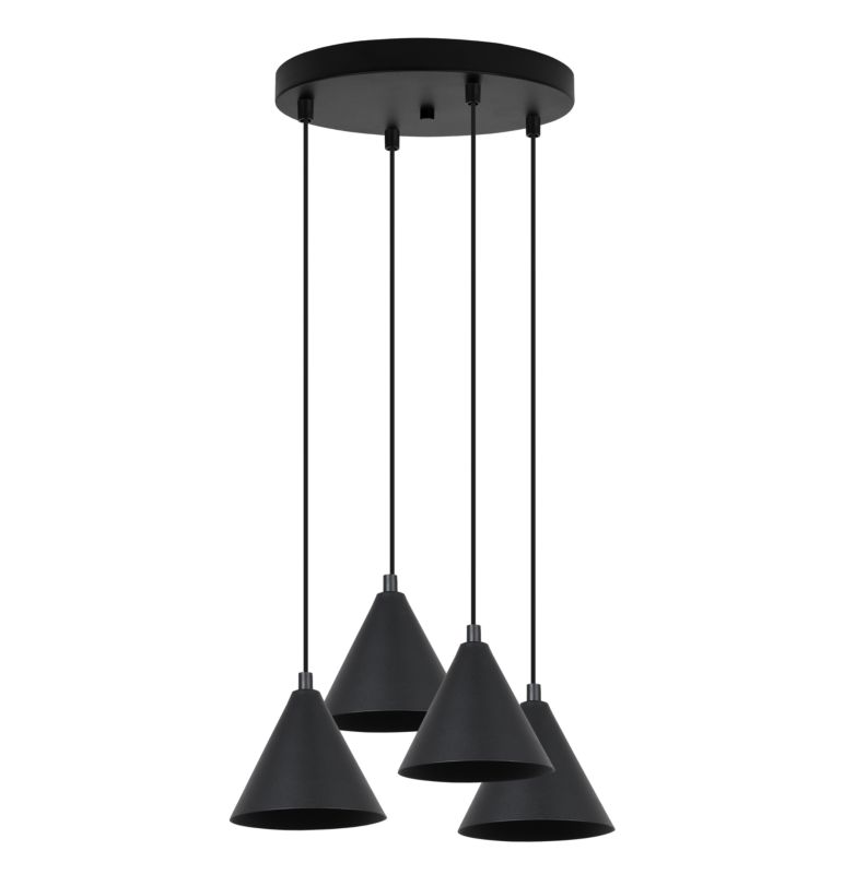 Lampa sufitowa wisząca Light Home LH Soho 4x E27 60W klosz 14cm czarny 1szt.