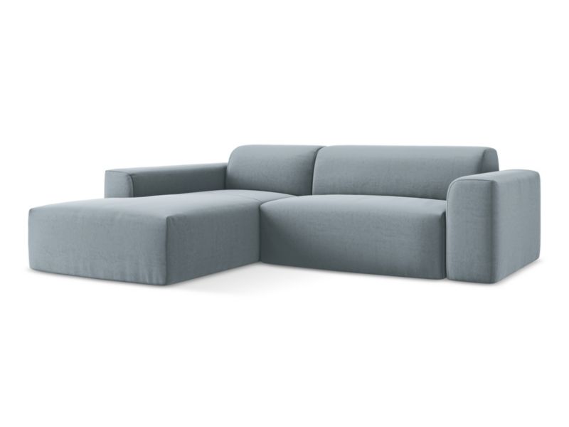 Narożnik lewostronny LaMiaSofa BOVA z tkaniny welwetowej 270x190 cm jasny niebieski 1 szt.