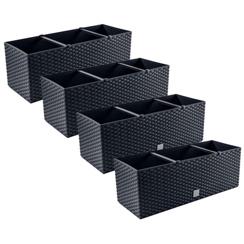 Skrzynki Balkonowe EDANTI Na Taras Doniczka Na Kwiaty Rośliny Antracyt 4 szt.