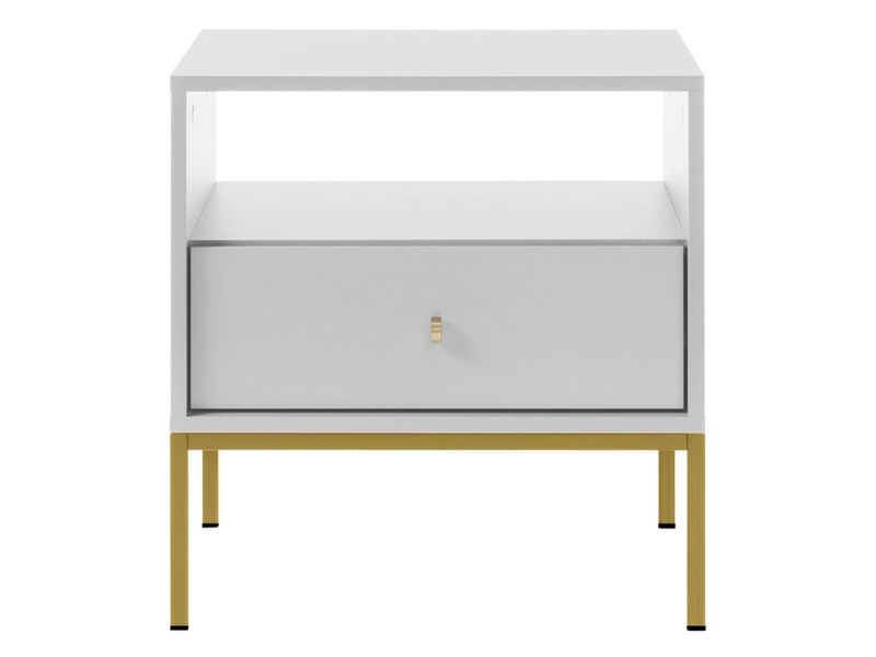 Stolik nocny MIRJAN 24 Mono Gold MS54 biały/złoty 1 szt.