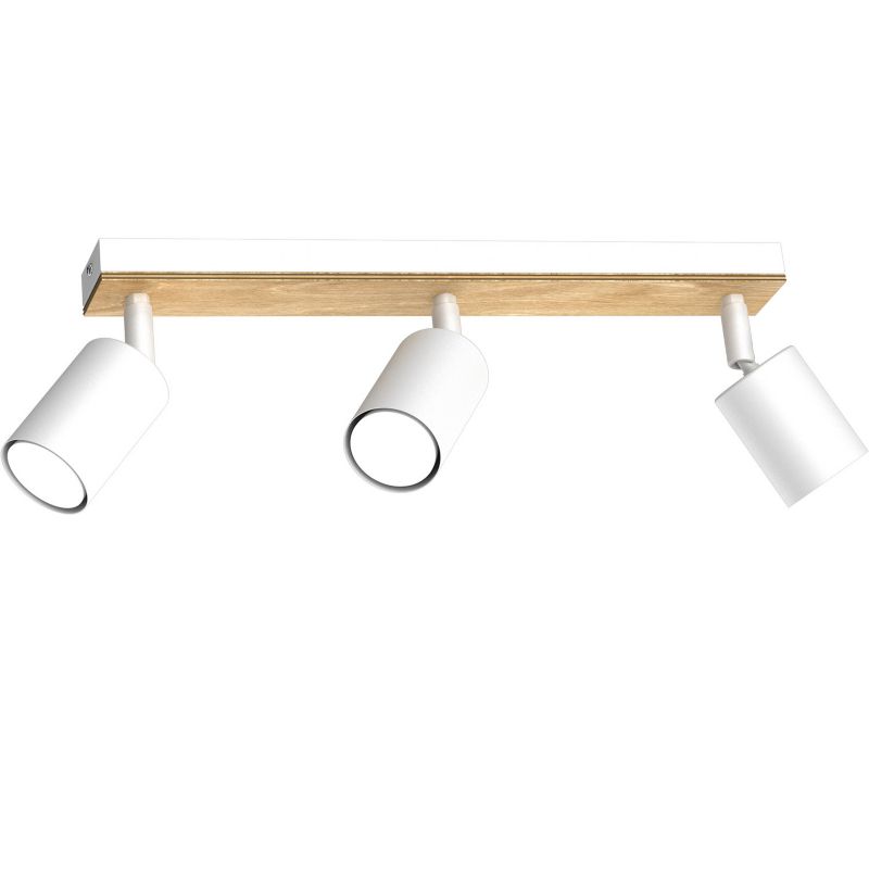 Lampa sufitowa Luminex Tulon biały mat-jasne drewno Listwa z lampami 3 x GU10 x 8W wym: 15,5 x 40 x 5,5 cm - 1 szt.