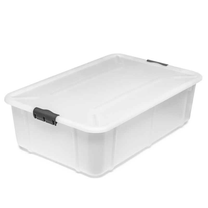 Pojemnik EDANTI Plastikowy Pudełko 29 L Zamykany Z Pokrywką Do Przechowywania Na Zabawki Dokumenty Ubrania Mleczny 1 szt.