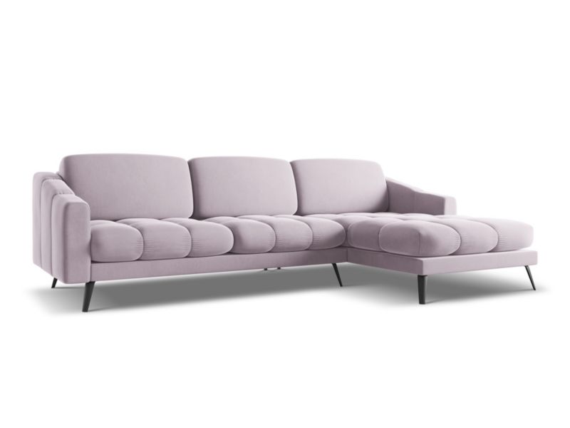 Narożnik prawostronny LaMiaSofa ROMA z tkaniny welwetowej 264x160 cm lawendowy 1 szt.