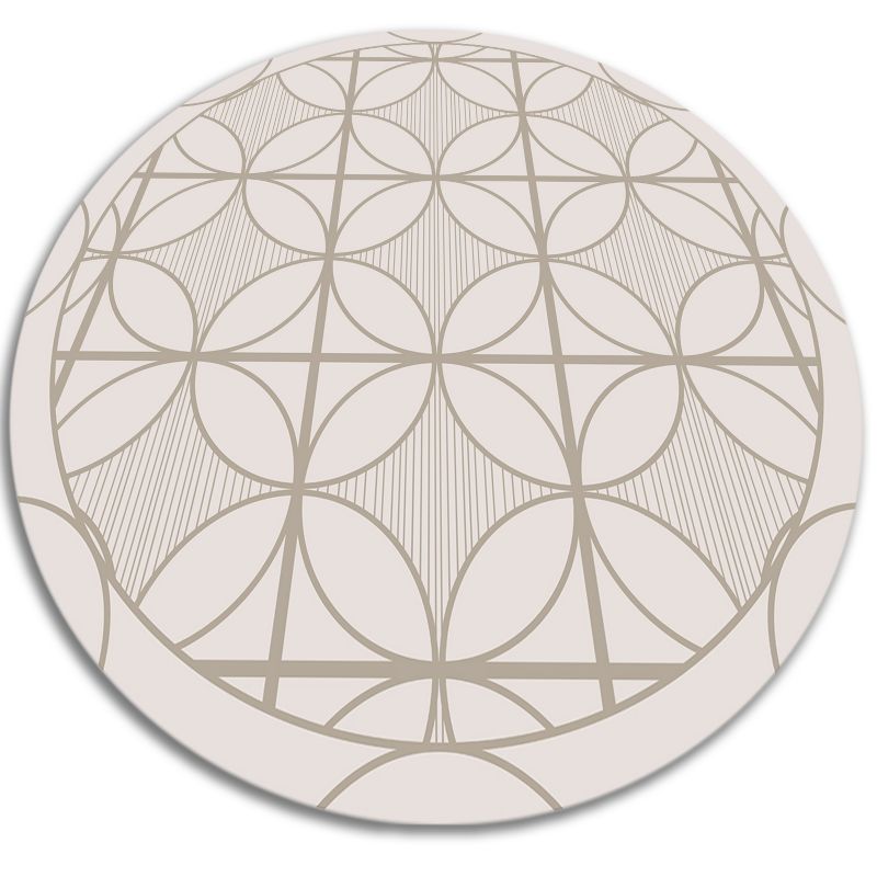 Dywan Tulup Winylowy Okrągły fi120 cm Geometryczne koła Do Salonu Dekoracyjny 1 szt.