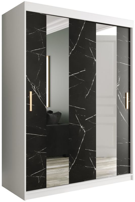 Szafa przesuwna Garderoba Abiks Marmur POLE 150 biały + czarny 1 szt.