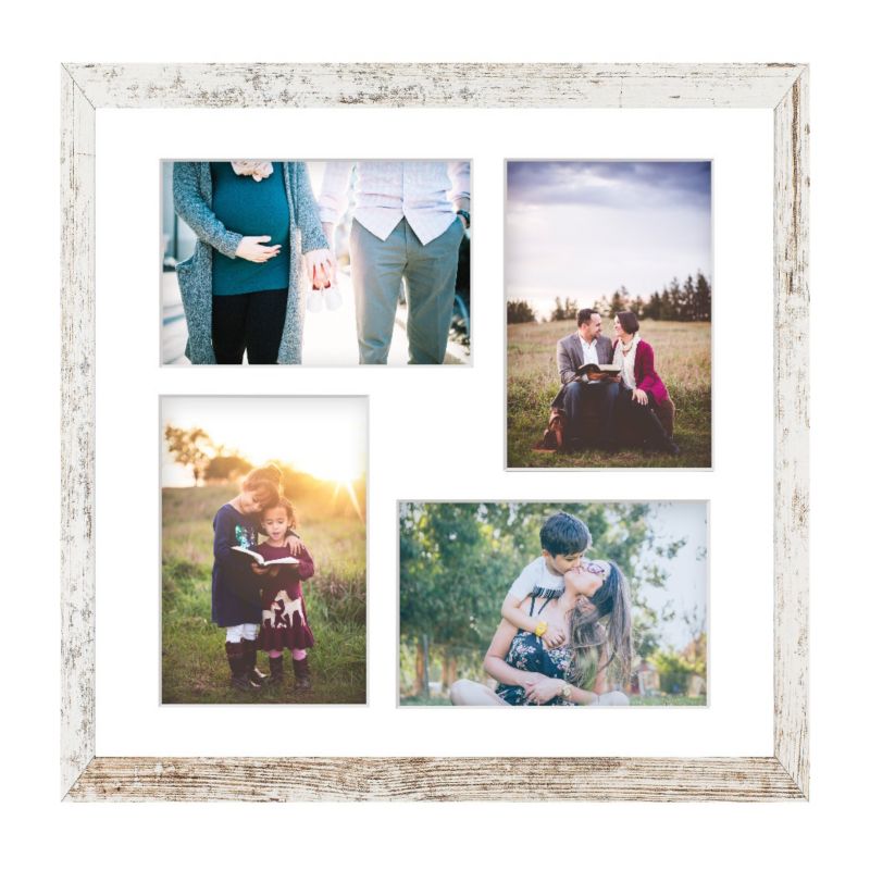 Ramka kwadratowa na 4 zdjęcia Hekla 34x34x4 MDF galeria bielona sosna 1szt.