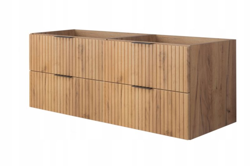 Szafka łazienkowa Furnidea 160 cm wisząca ryflowana 4 szuflady dąb craft złoty 1 szt.