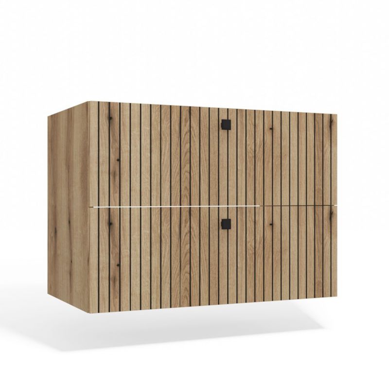 Szafka pod umywalkę Topeshop Tigo 80 2S dąb evoke 2 szuflady ryflowany front wisząca 45,5x80x57 cm 1 szt