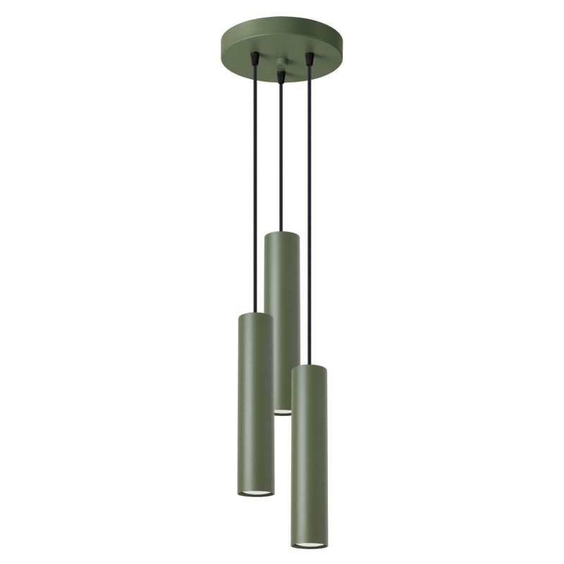 Lampa wisząca Sollux Lighting Lagos 4757 zielony oliwkowy nowoczesna 3xGU10 x 1 szt.
