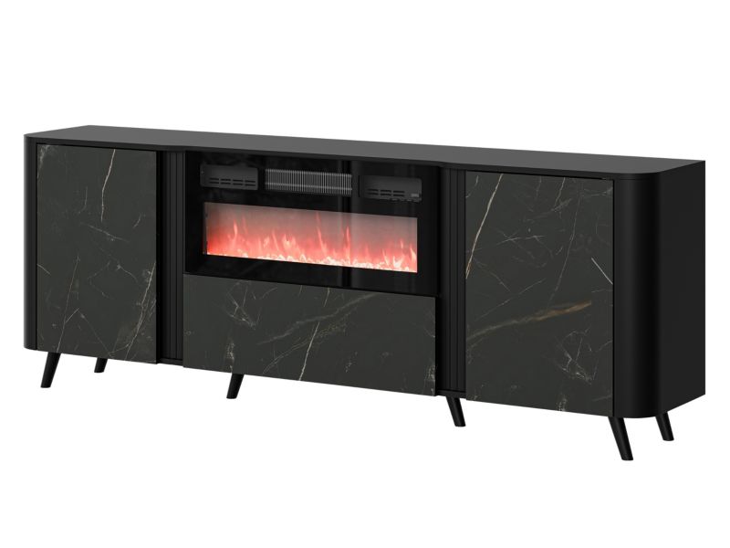 Komoda z kominkiem MIRJAN 24 Volare 200 EF czarny mat/czarny san sebastian 1 szt.