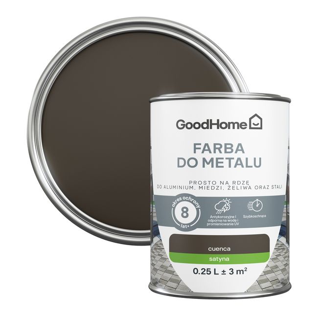 Farba antykorozyjna GoodHome satyna brązowy 0,25 l