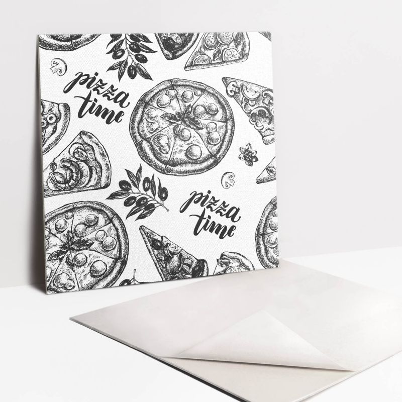 Kafelki samoprzylepne Tulup 30x30 cm Czarno białe motywy pizzy 9 szt.