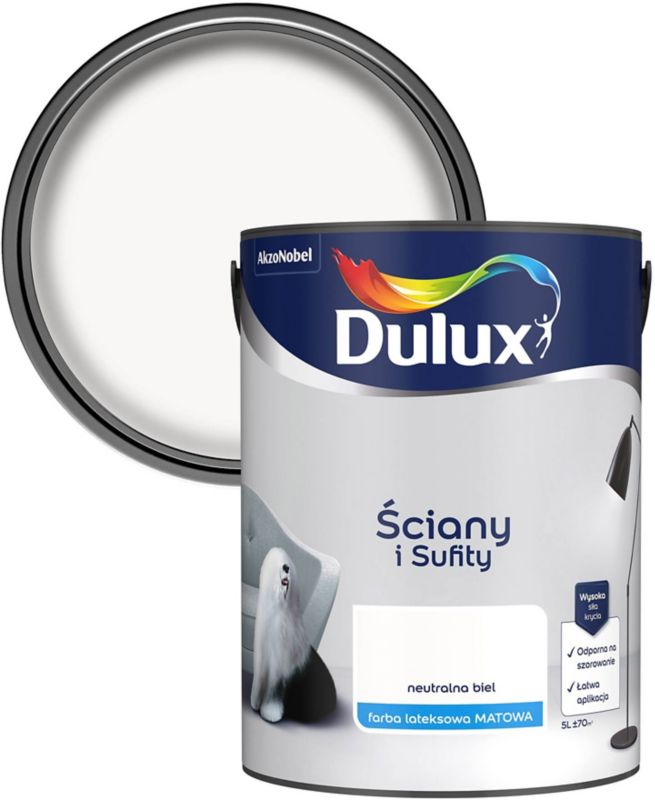 Farba Dulux Ściany i Sufity neutralna biel 5 l