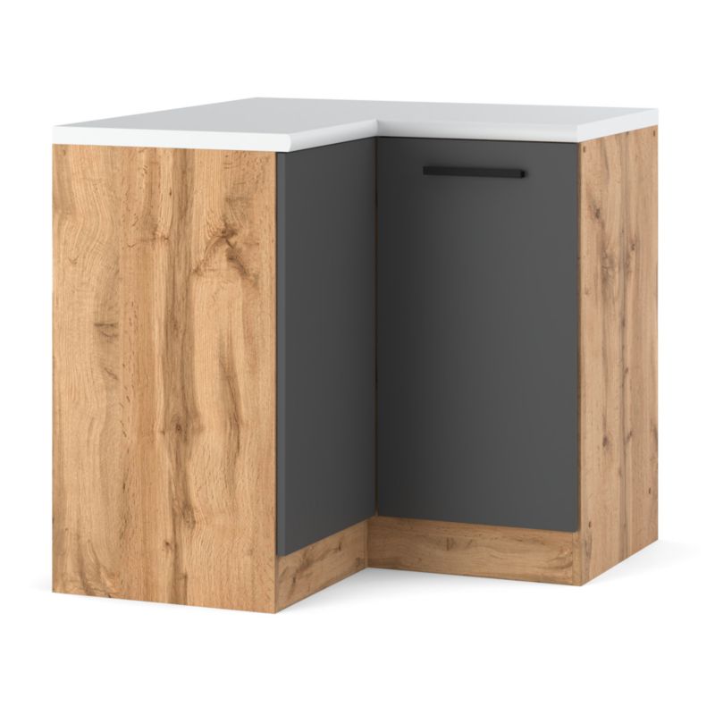 Szafka Kuchenna Hurtownia-Mebli Stojąca Narożna Blanka dolna narożna 90cm Dąb Wotan Szary Mat 90x47x85 cm 1szt.
