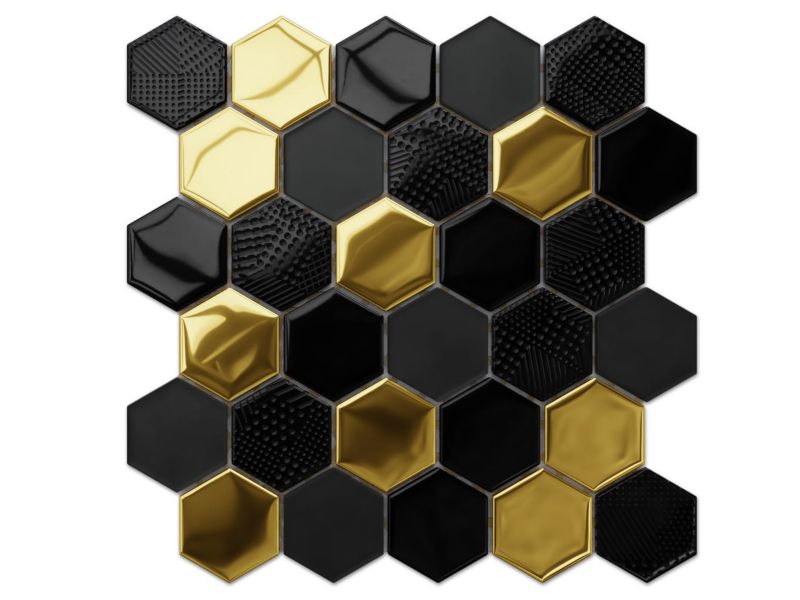 Heksagon Mozaika szklana Ilcom volcano gold 24.7 x 25.5 cm 1 szt.