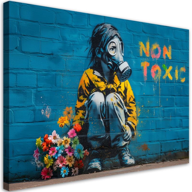 Obraz na płótnie Feeby Dziewczynka z kwiatami Street Art 120x80cm 1szt