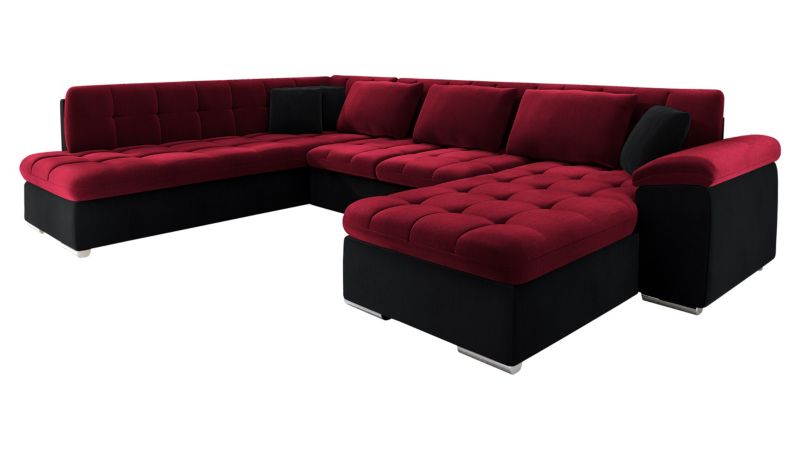 Narożnik z funkcją spania MIRJAN 24 Niko prawy czarny + wiśniowy 1 szt.