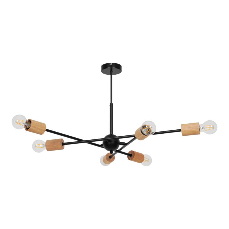 Lampa sufitowa GoodHome Stellata 6 x E27 czarno drewniana