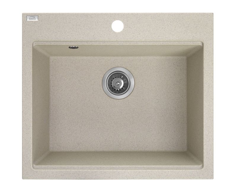 Zlewozmywak granitowy Laveo Tau 57x50cm beż, 1-komorowy, syfon w zestawie 1 szt.