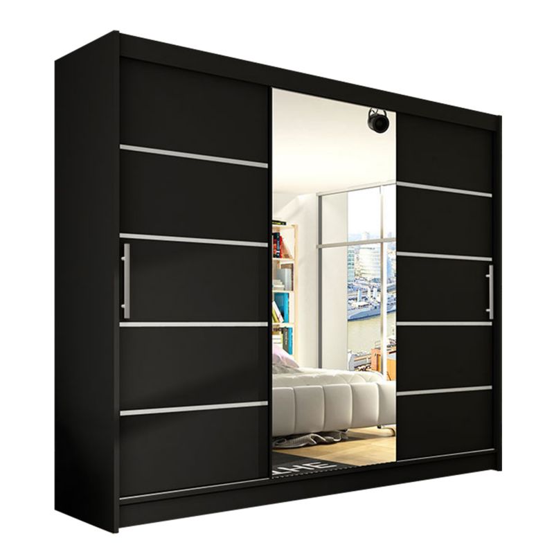 Szafa MIRJAN 24 z drzwiami przesuwnymi Aston VI czarny/lustro 1 szt.