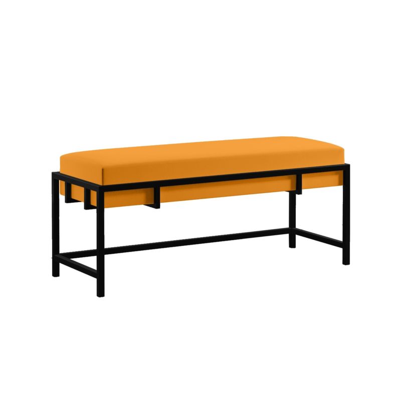 Ławka tapicerowana Bettso Lamo 80 cm nowoczesna w tkaninie royal velvet na czarnym stelażu miodowy 1szt.