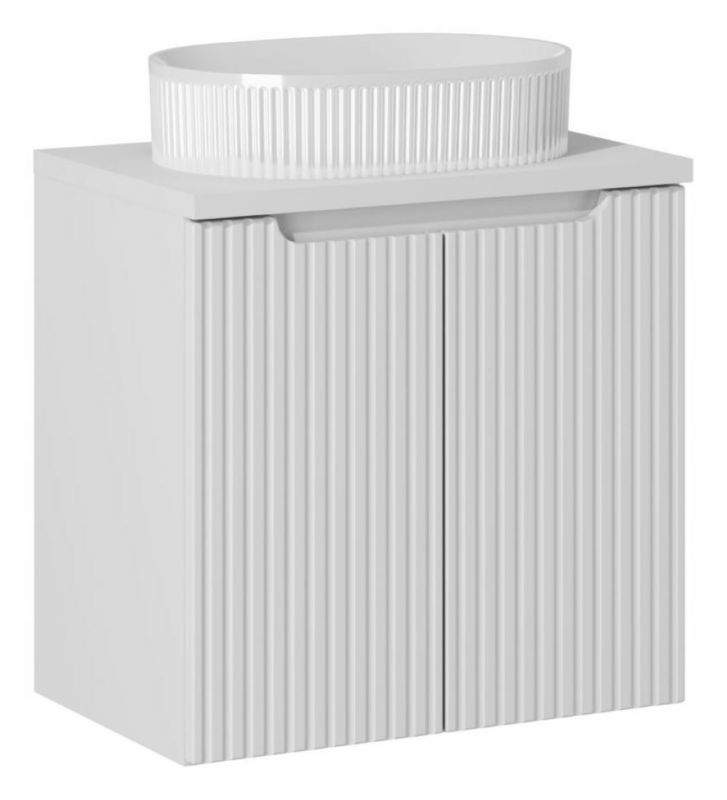 Szafka pod Umywalkę łazienkowa 60 cm Wisząca z Blatem Dąb Nova White Biała z Umywalką Furnidea 1 szt.