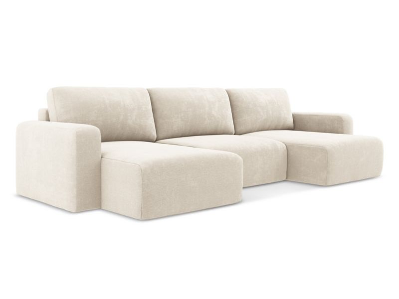 Sofa panoramiczna z funkcją spania LaMiaSofa OSTIA z tkaniny szenilowej 332x149 cm jasny beż 1 szt.