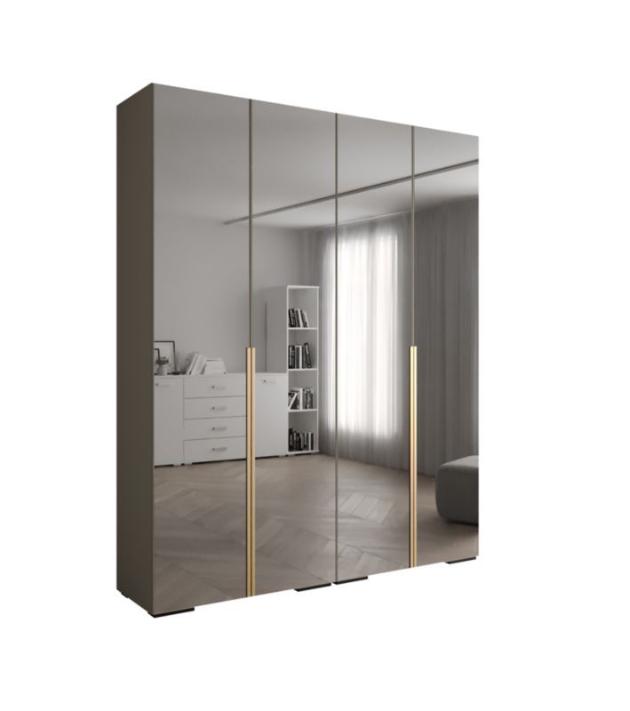 Szafa uchylna Abiks INOVA lustro wz.1 szer.200cm (kaszmir/złoty)