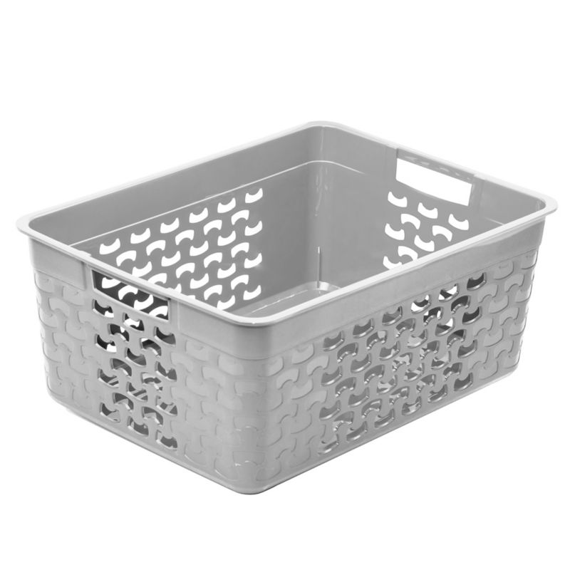 Koszyk EDANTI Ażurowy Koszyczek Pudełko Organizer Do Łazienki Pojemnik Plastikowy Do Szafy Jasnoszary 1 szt.