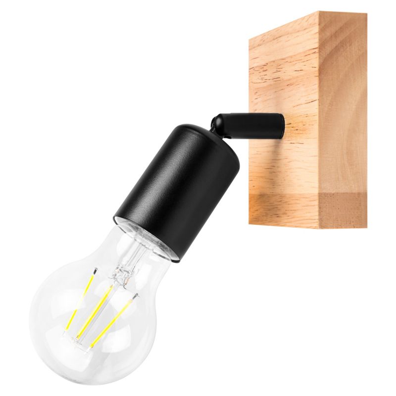 Kinkiet ścienny E27 LED MasterLED Eos IP20 ruchomy czarny drewno lampa na ściane 1 szt.