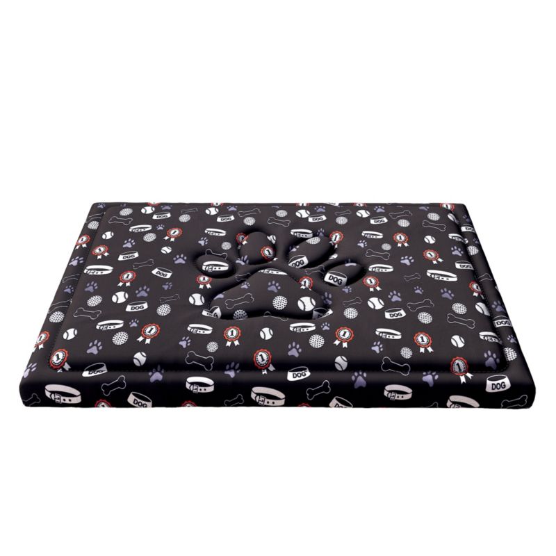 Legowisko FDM wzór czarne kości 130x70 cm wodoodporne z wypełnieniem z pianki i owaty 1 szt.