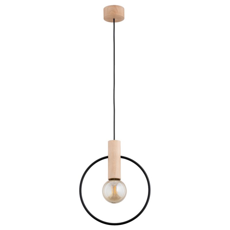 Lampa wisząca Alfa Labo 1351 jasne drewno-czarna ring 1xE27 x 15W 1 szt.