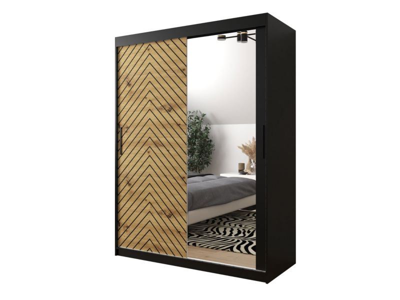 Szafa MIRJAN 24 Jodełka 2 150 czarny / dąb artisan + czarny 1 szt.