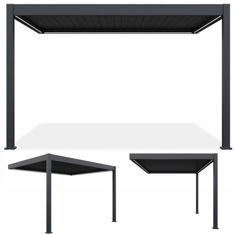 Pergola Przyścienna Z Oświetleniem Led Elegance Wall 3x4 Na Taras Gutroof 1 szt