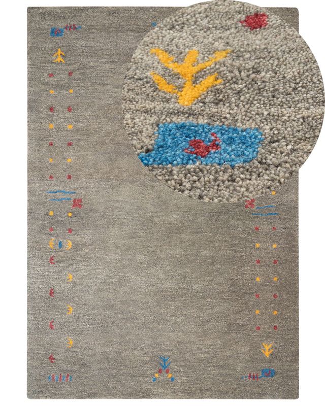 Dywan wełniany gabbeh 160 x 230 cm szary Seymen 1 szt.