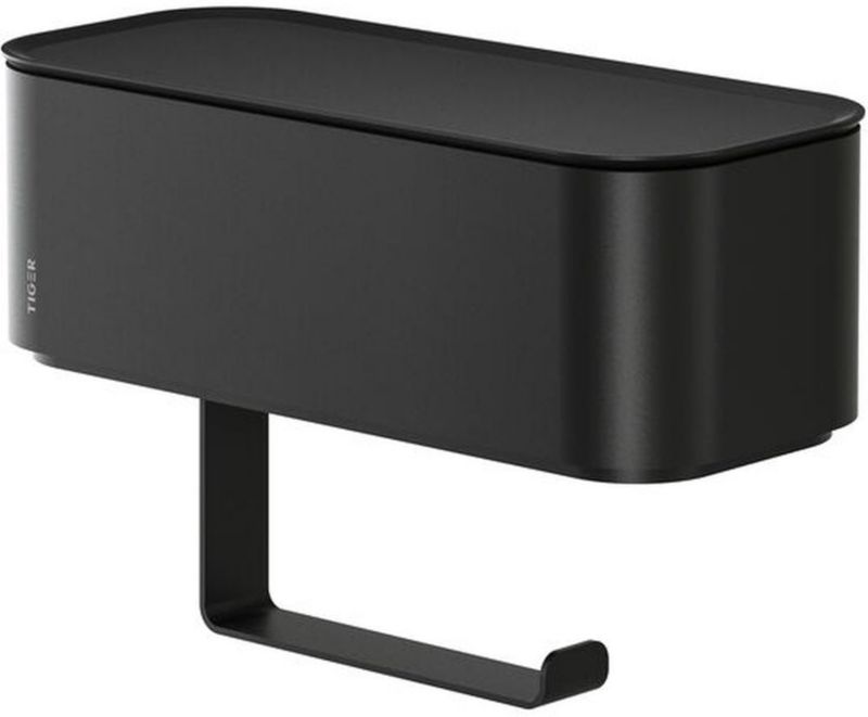 Uchwyt na papier + schowek Tiger czarny ABS 2-Store montaż przykręcany 1 szt.