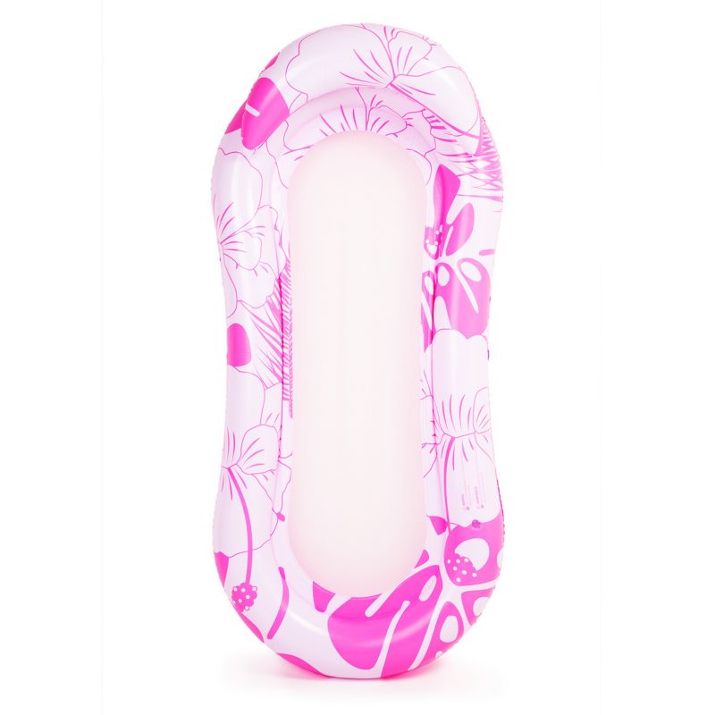 Materac dmuchany Be-active.pl do pływania plażowy z oparciem dno z siatki różowo-biały 1 szt.