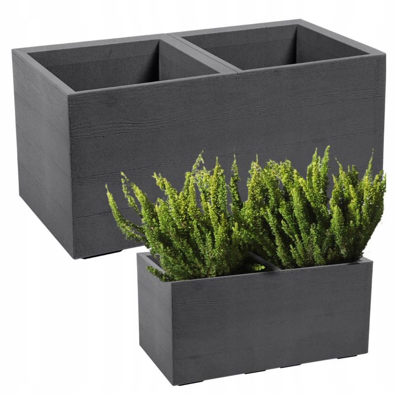 Doniczka Lamela KARO donica kwietnik 80x40x40cm imitacja drewna antracyt 1 szt.