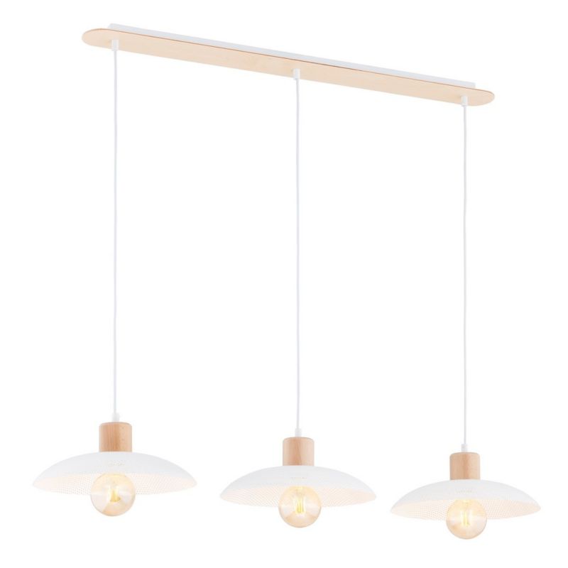 Lampa wisząca Emibig Kobe jasne drewno-biała wym: 100 x 90 x 30 cm 3xE27 x 15W 1 szt.