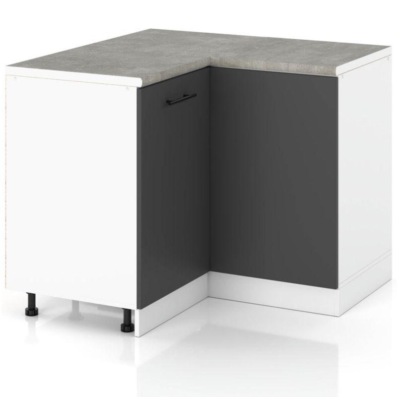 Szafka Kuchenna Hurtownia-Mebli Stojąca Narożna DN90X90 sPremium 90cm Biały Mat Szary Mat 90x52x85 cm 1szt.